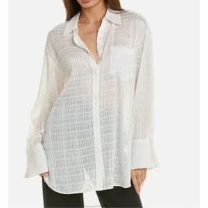 Alice & Olivia Sheer Textured Button Down